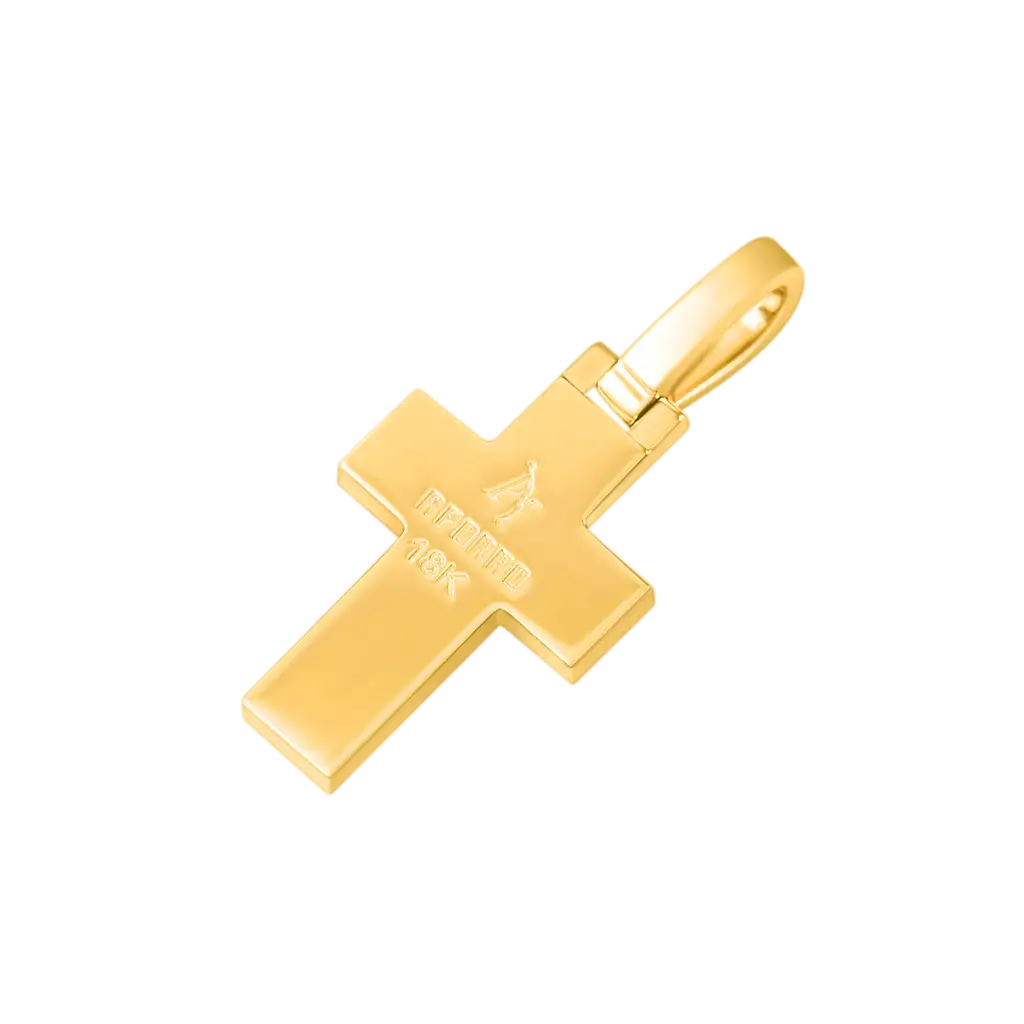 18K Solid Gold Diamond Cross Pendant - Micro