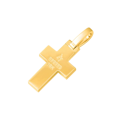 18K Solid Gold Diamond Cross Pendant - Micro