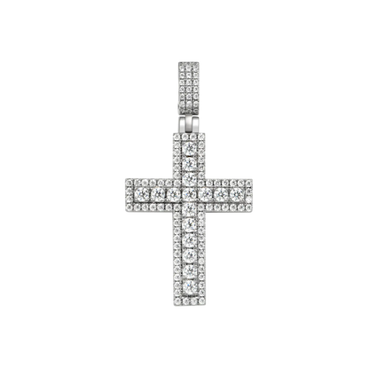 Iced Double Layered Cross Pendant