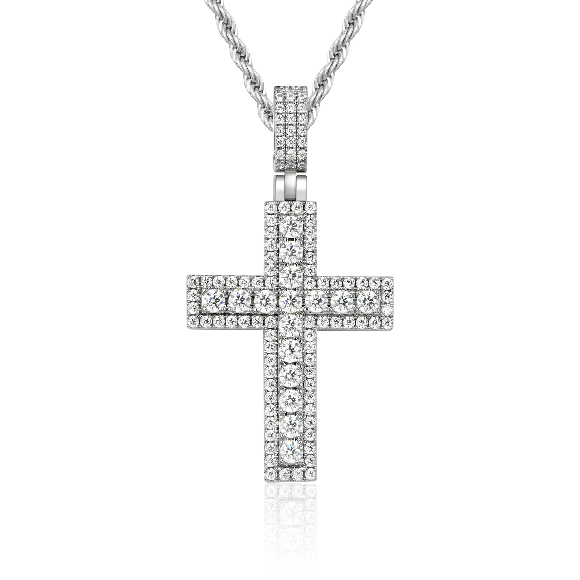 Iced Double Layered Cross Pendant