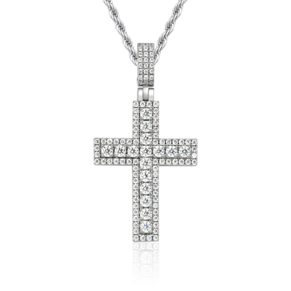 Iced Double Layered Cross Pendant