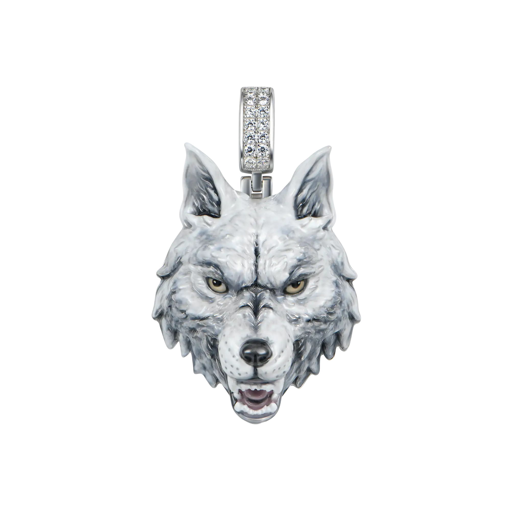 Fearless Wolf Enamel Miniature Pendant