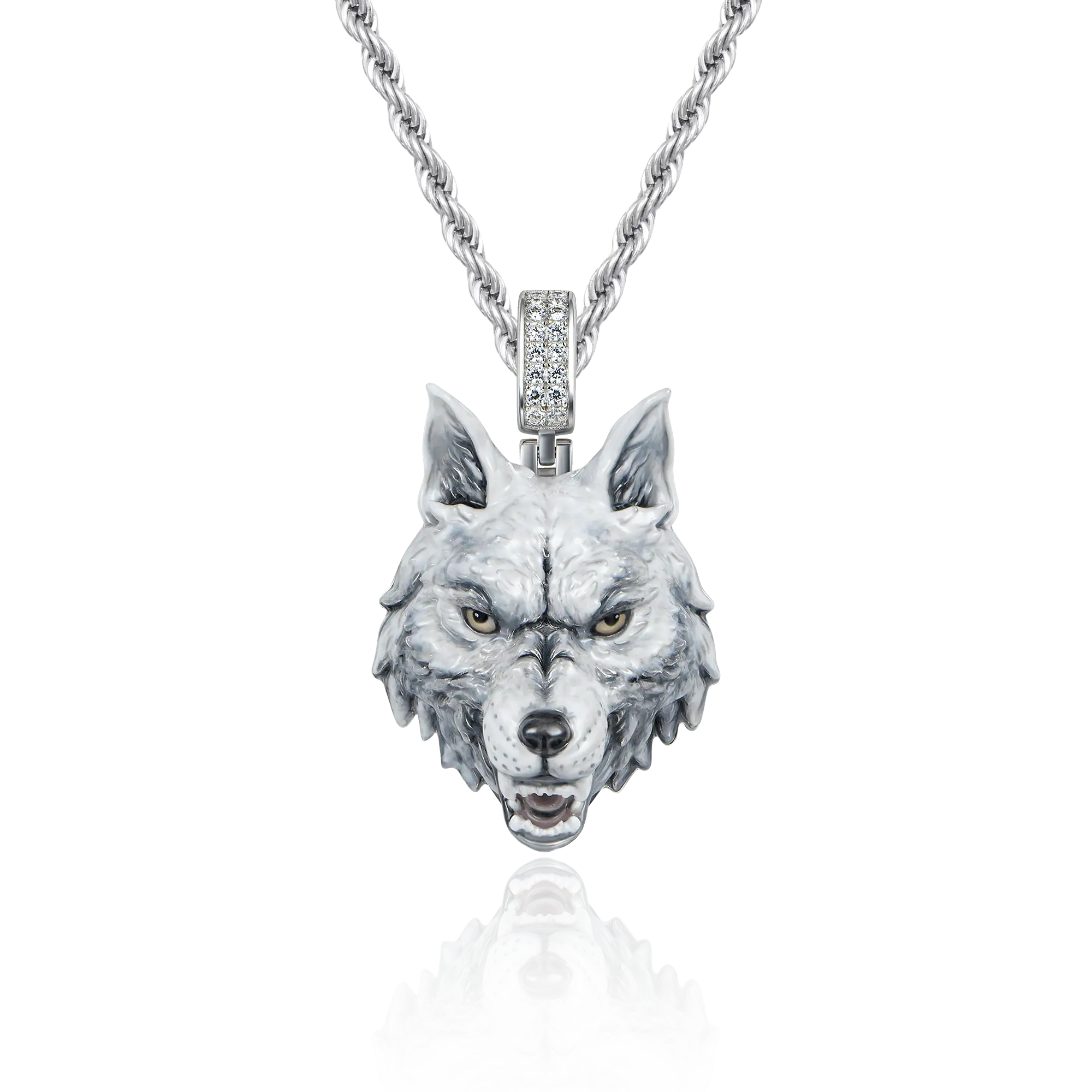 Fearless Wolf Enamel Miniature Pendant