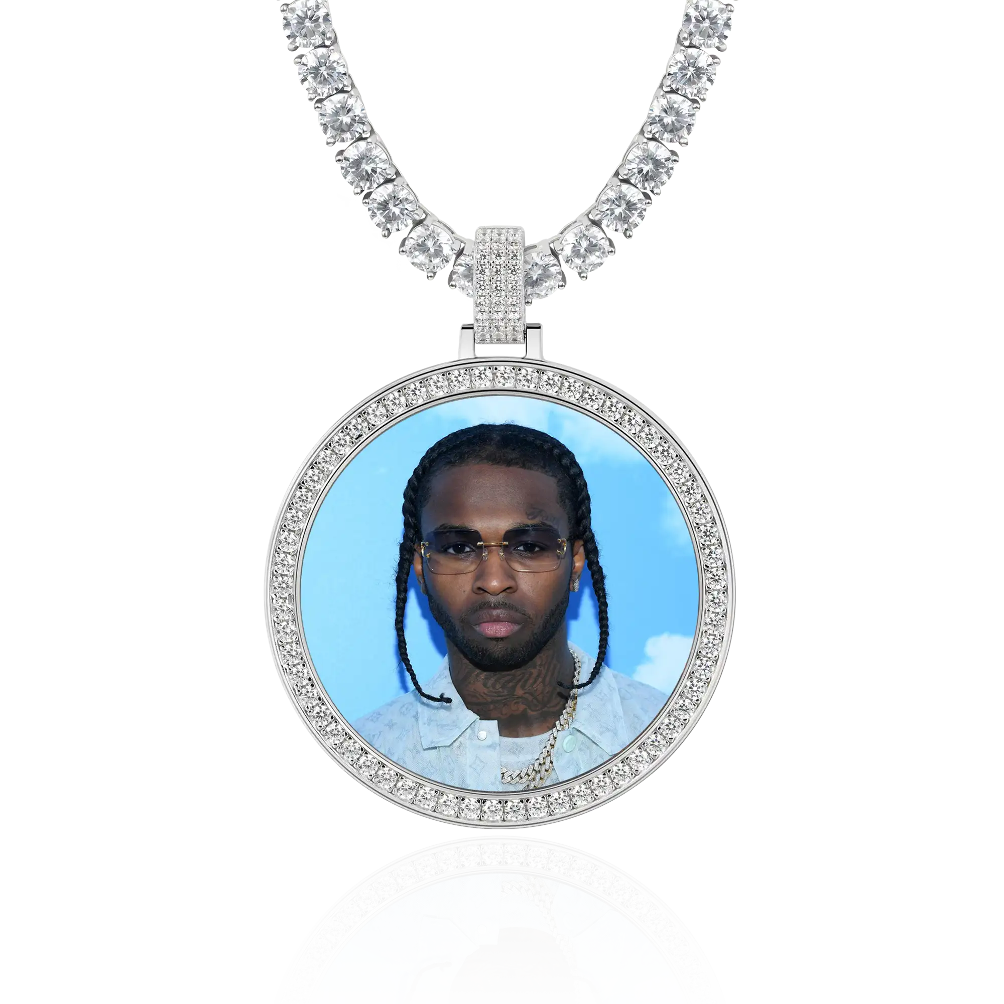 Custom Moissanite 46MM Photo Necklace Pendant