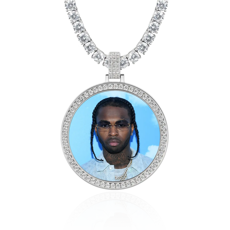 Custom Moissanite 46MM Photo Necklace Pendant