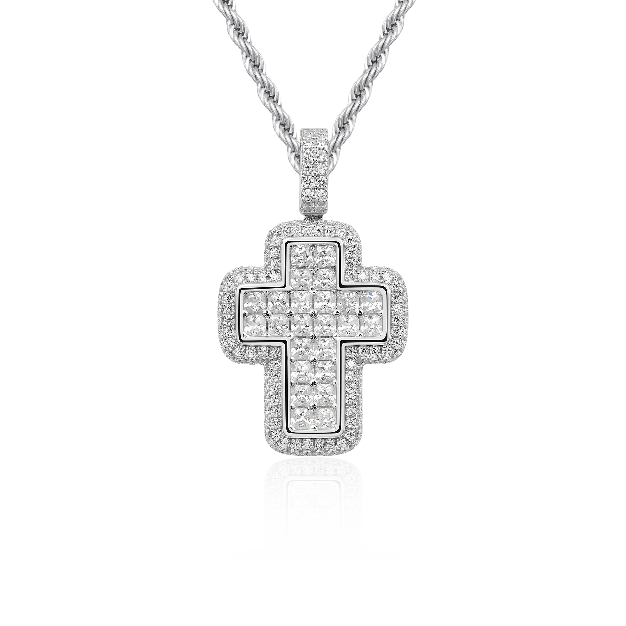 Radiant Cut Cross Pendant