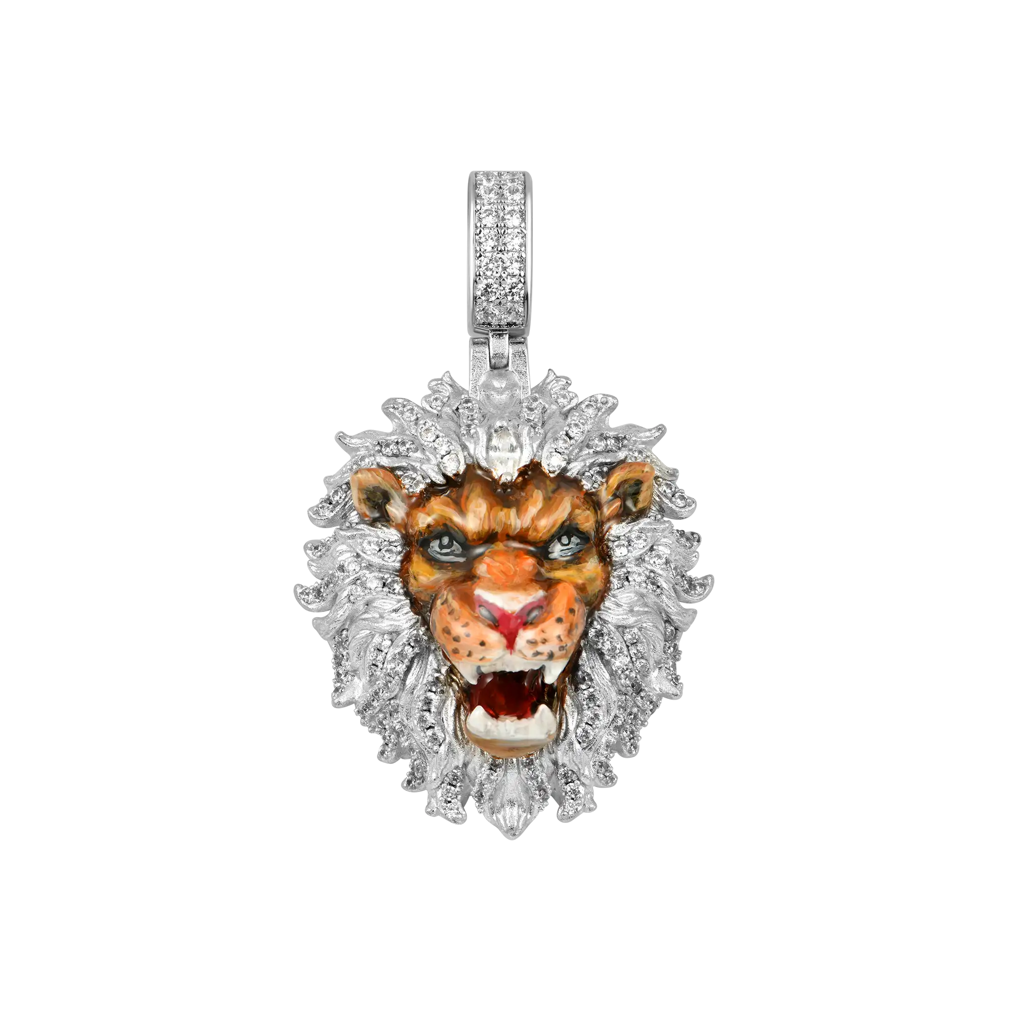 Fearless Lion Enamel Miniature Pendant