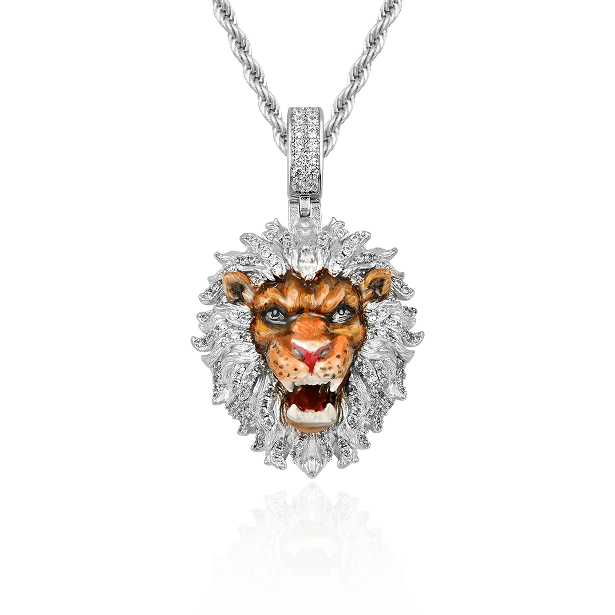 Women's Fearless Lion Enamel Miniature Pendant