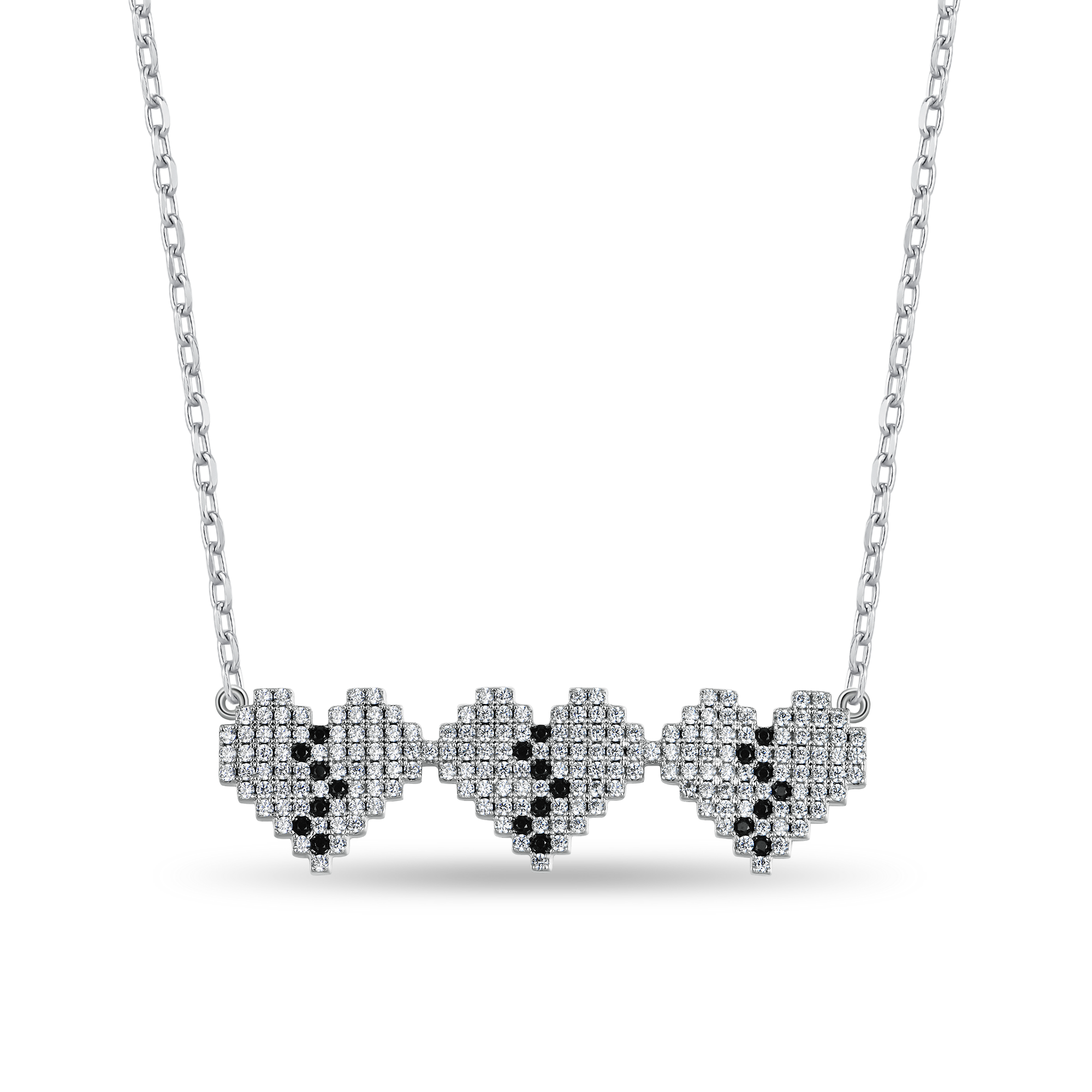 Tri-Broken Heart Pixel Adjustable Necklace