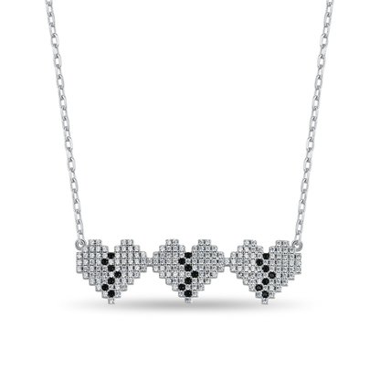 Tri-Broken Heart Pixel Adjustable Necklace