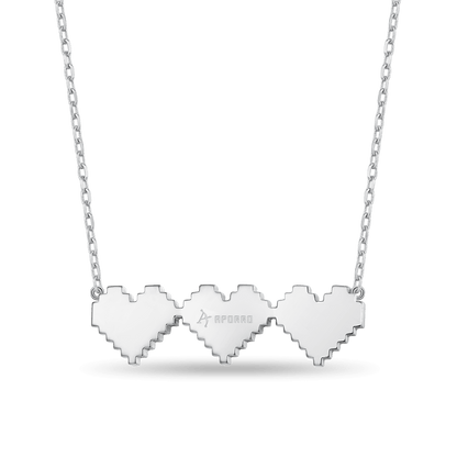 Tri-Broken Heart Pixel Adjustable Necklace