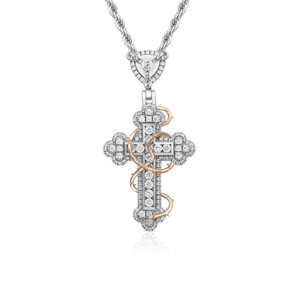 Thorned Blossom Cross Pendant - Small