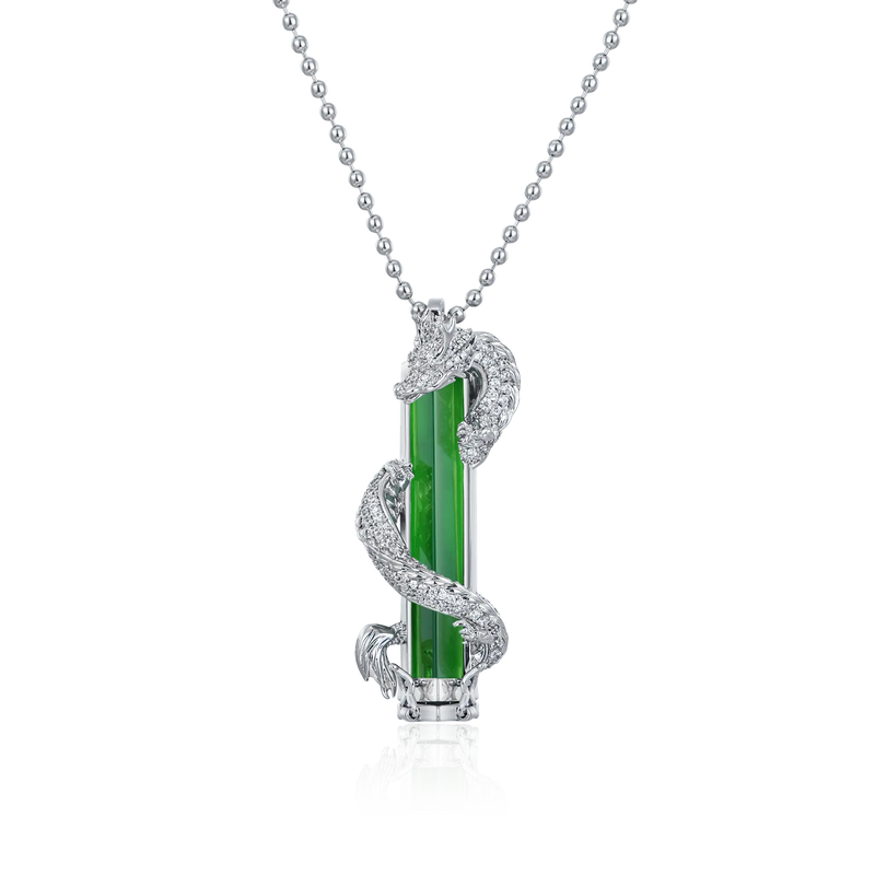 WONG Ⅱ Iced Out Jade Column Pendant - Urban Jewelry - APORRO