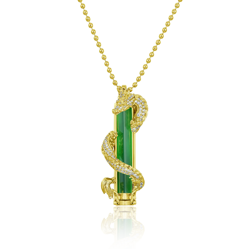 WONG Ⅱ Iced Out Jade Column Pendant - Urban Jewelry - APORRO