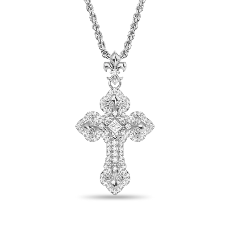 Fleur De Lis Clustered Cross Pendant - APORRO