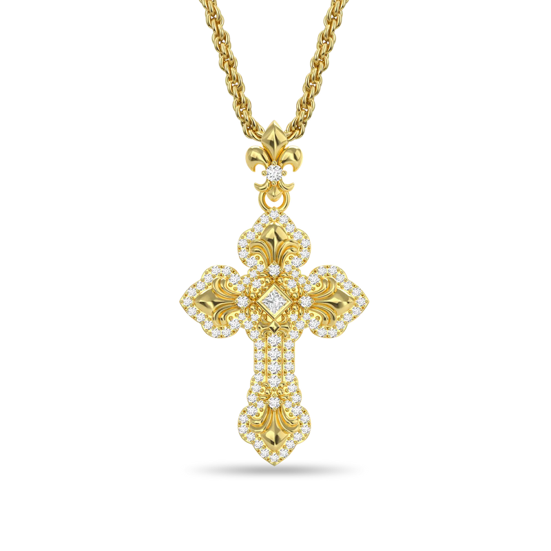 Fleur De Lis Clustered Cross Pendant - APORRO