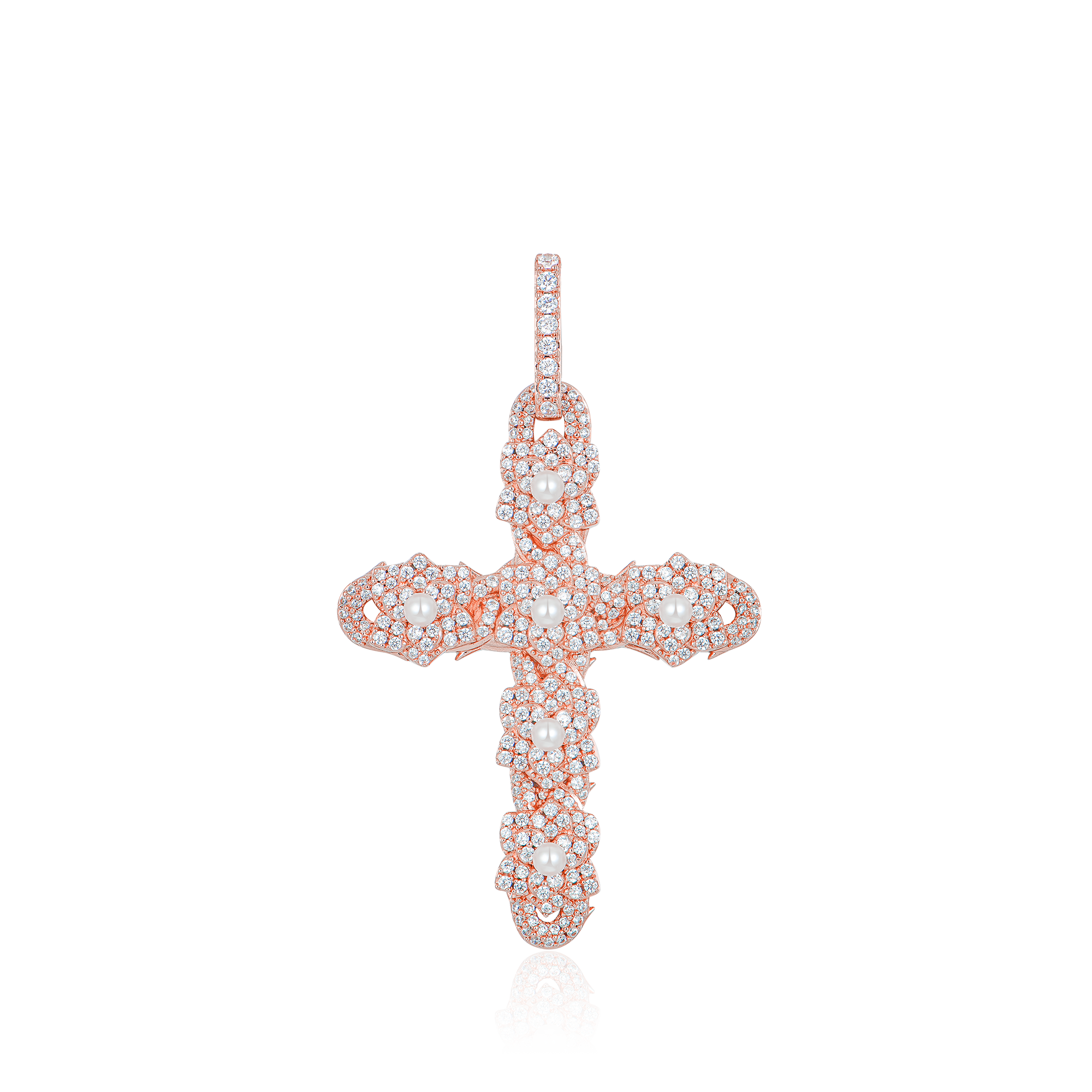 Pearl Rose Cross Pendant