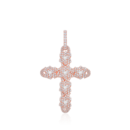 Pearl Rose Cross Pendant