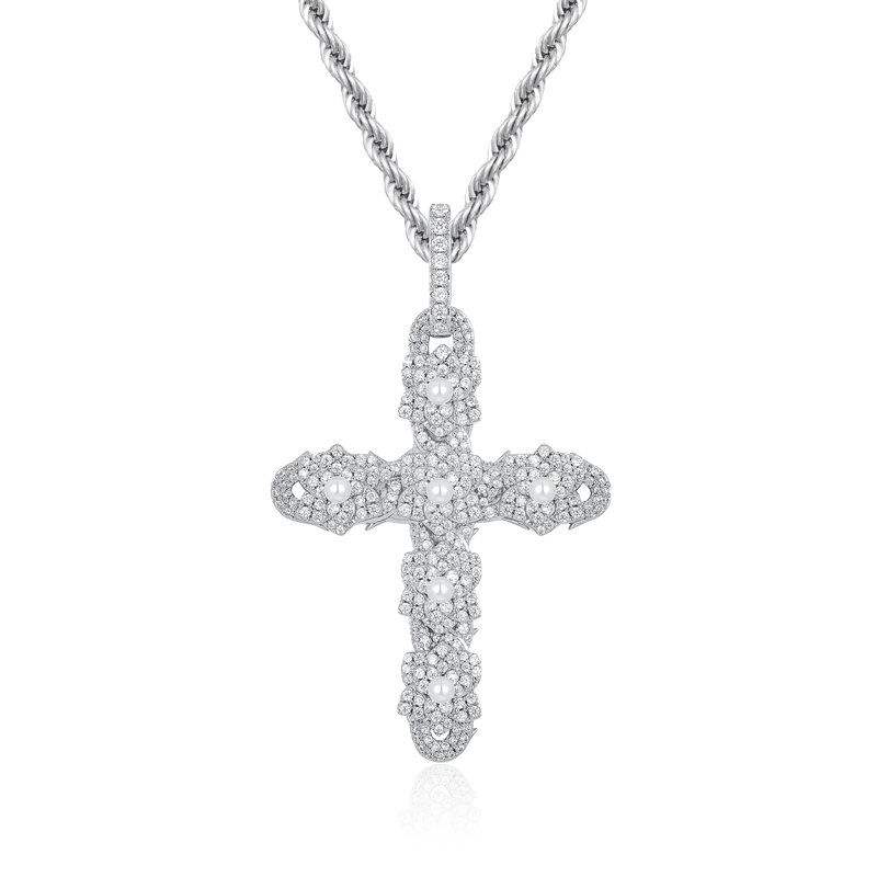 Pearl Rose Cross Pendant - APORRO