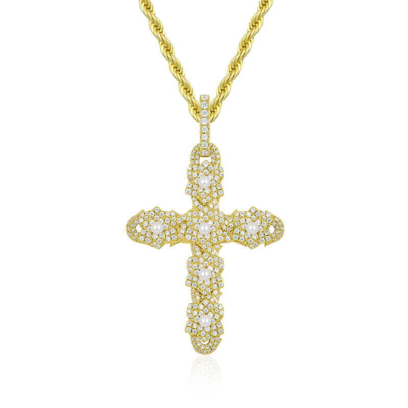 Pearl Rose Cross Pendant - APORRO