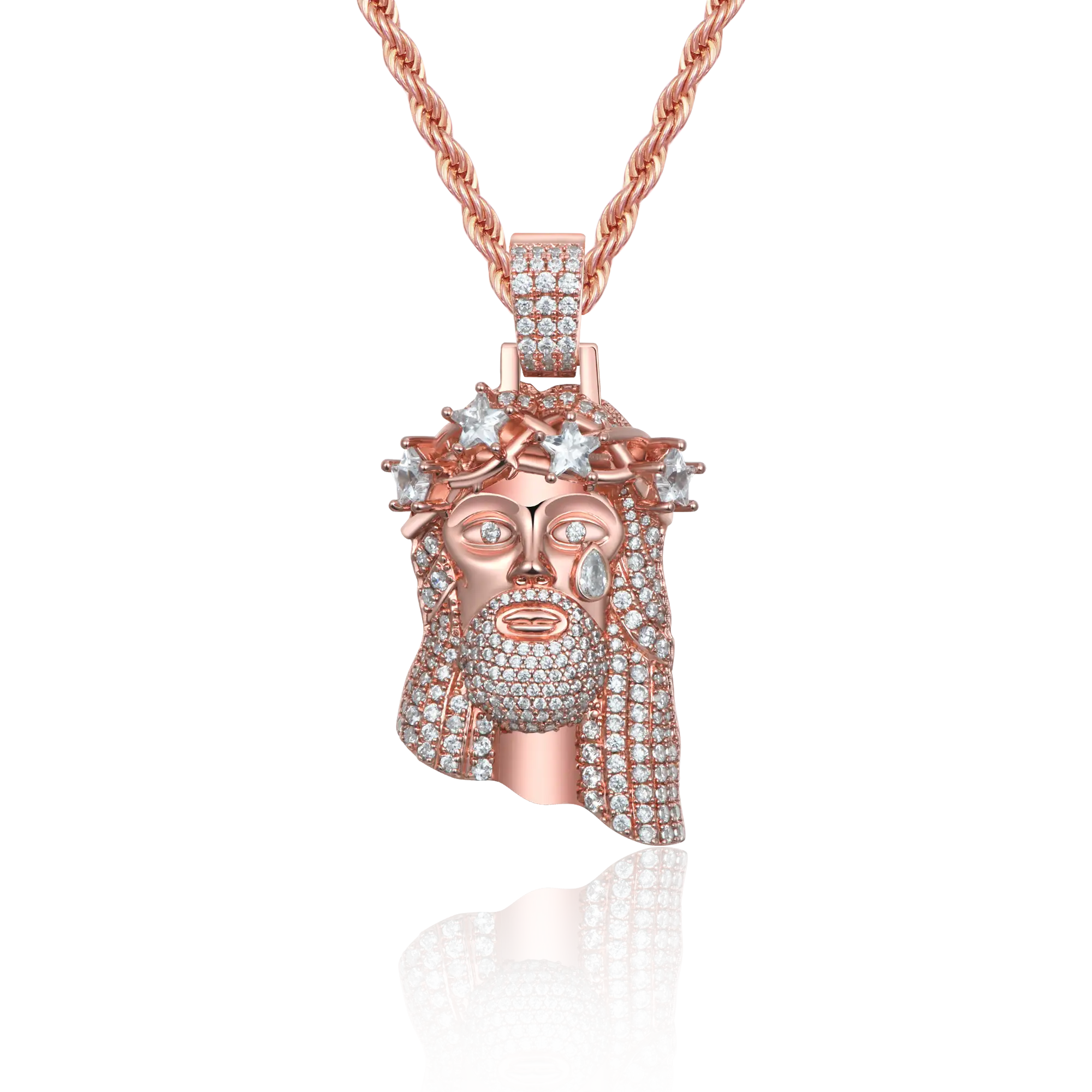 Rose Gold Stellar Jesus Pendant - Small