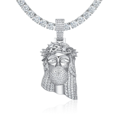 White Gold Stellar Jesus Pendant - Medium