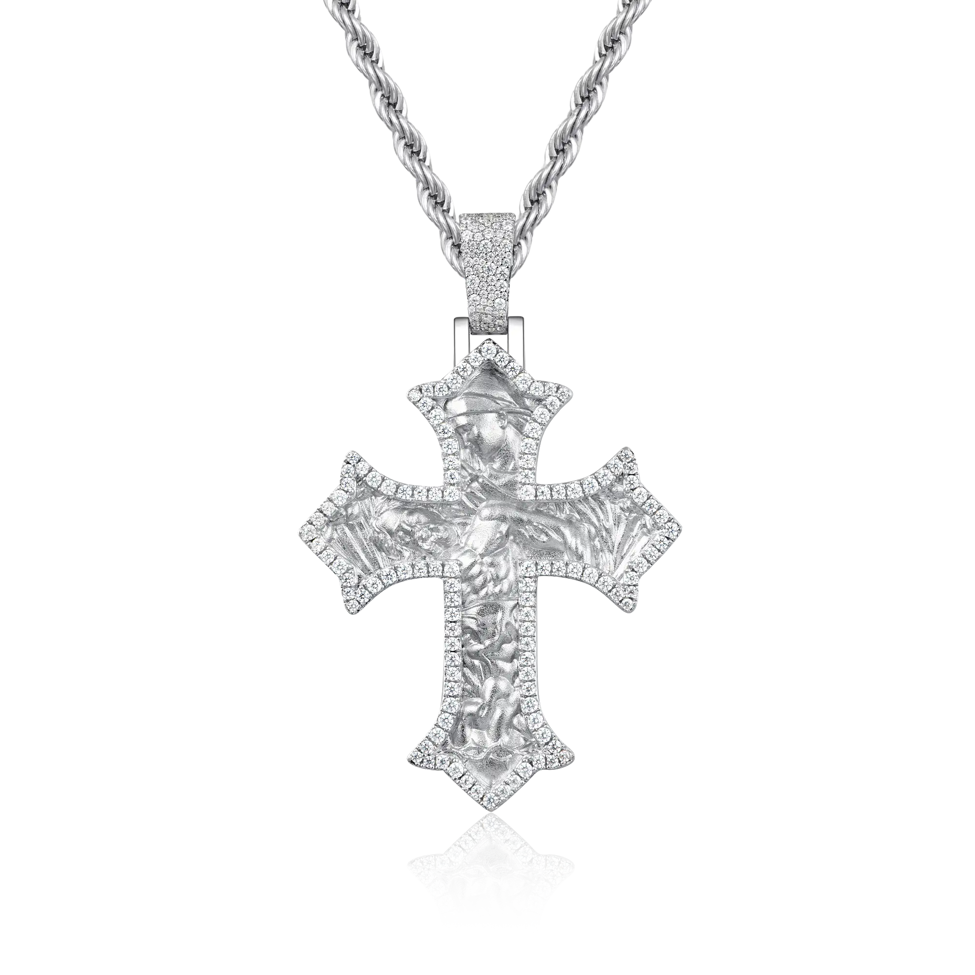 Moissanite Sacred Devotion Cross Pendant - Medium