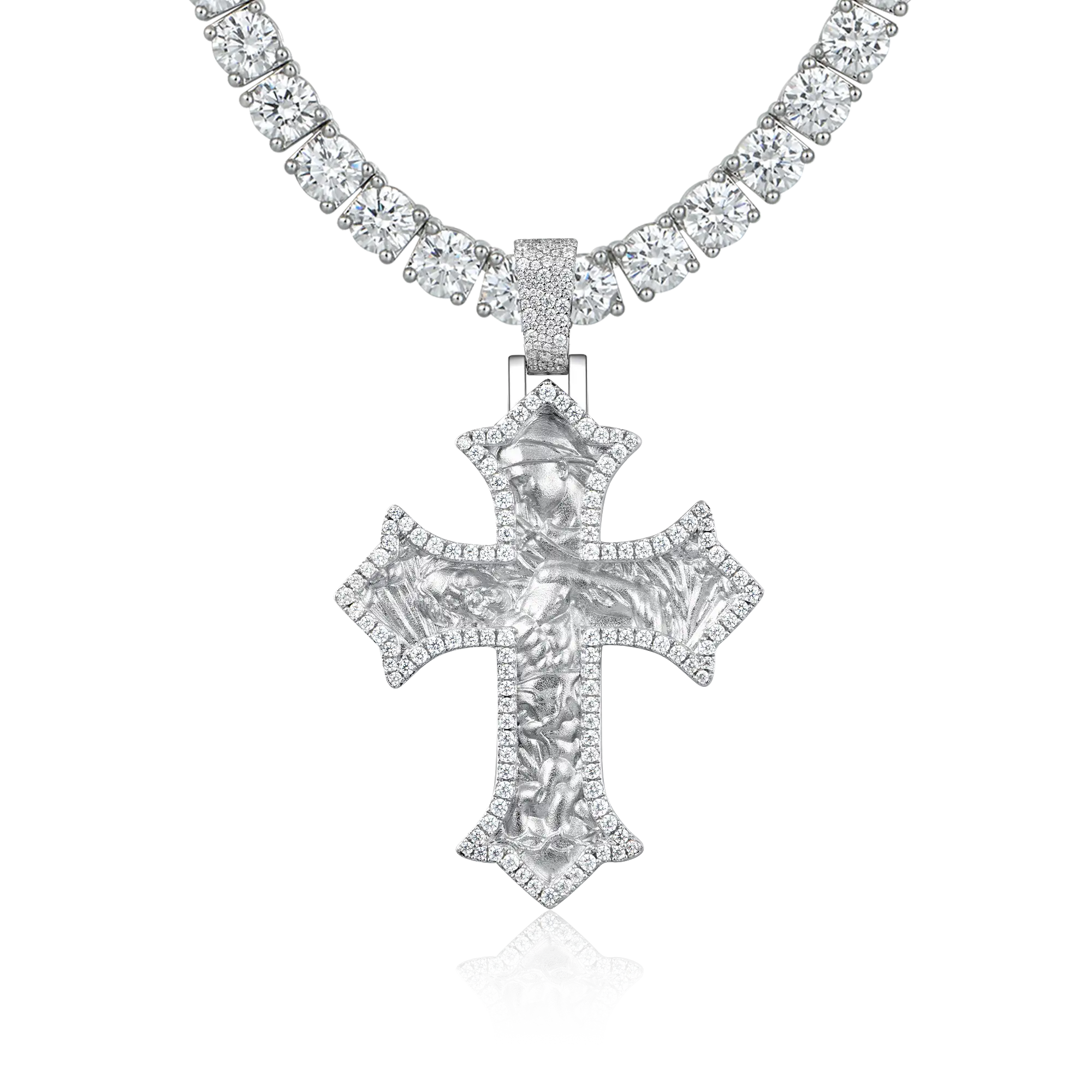 Moissanite Sacred Devotion Cross Pendant - Medium