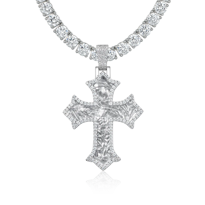 Moissanite Sacred Devotion Cross Pendant - Medium