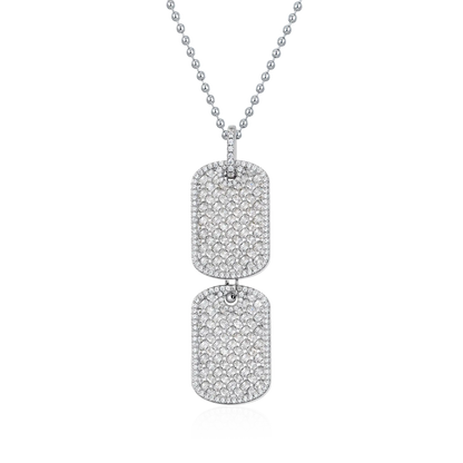 Custom Emerald Cut Double Dog Tag Pendant