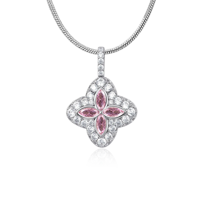 Iced Luminous Clover Pendant - Pink Diamond