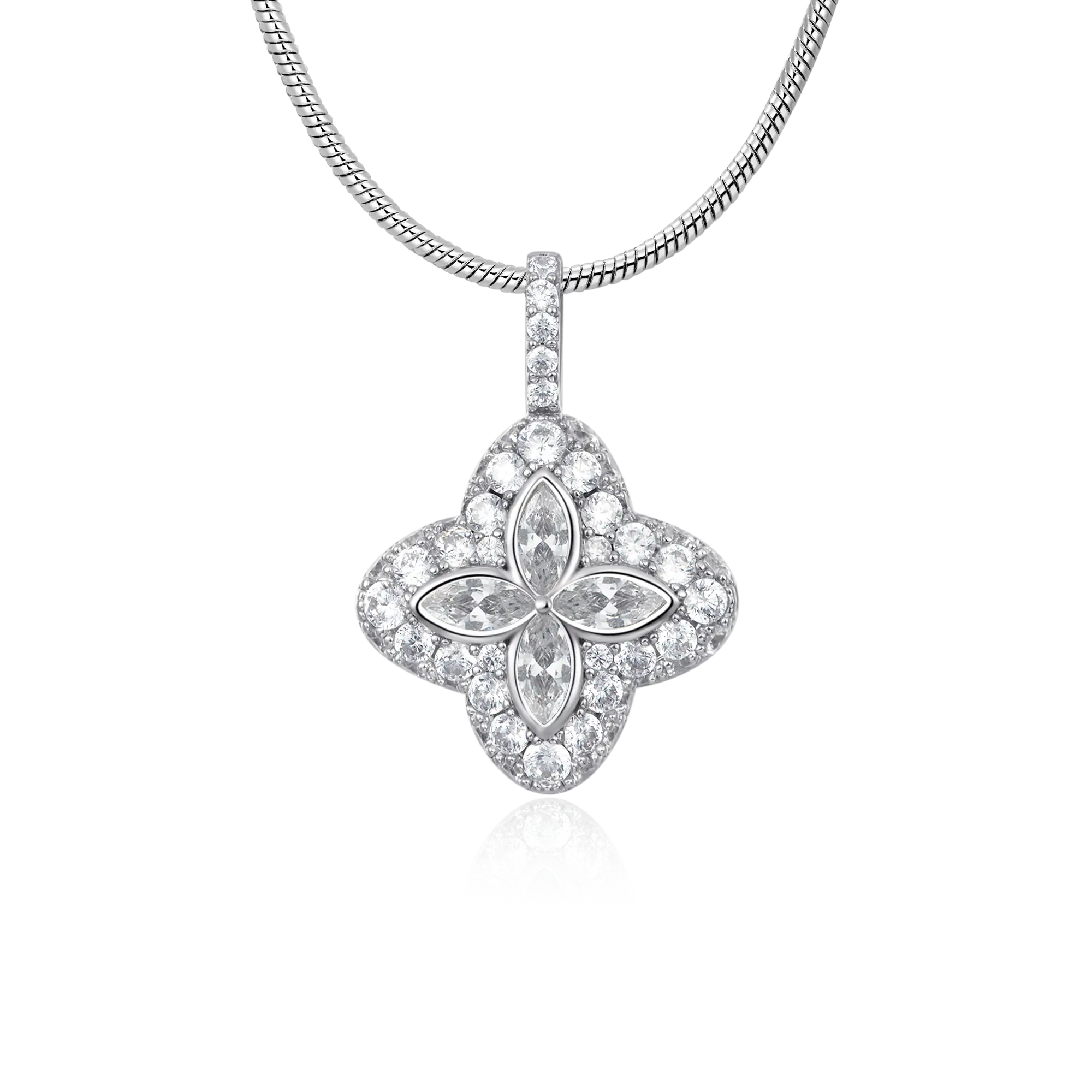 Iced Luminous Clover Pendant - White Diamond