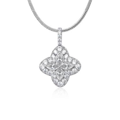 Iced Luminous Clover Pendant - White Diamond