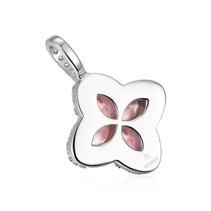 Iced Luminous Clover Pendant - Pink Diamond