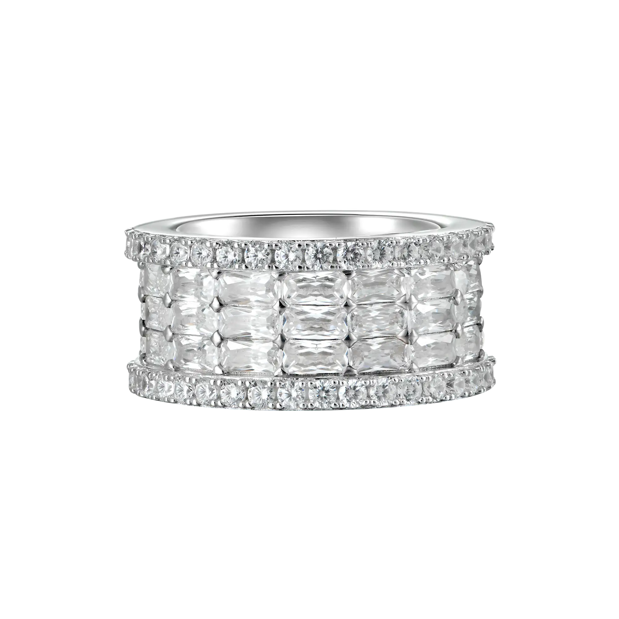 Custom Tri Row Emerald Cut Eternity Band Ring