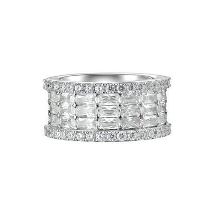 Custom Tri Row Emerald Cut Eternity Band Ring