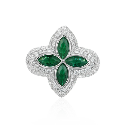 Women's Iced Luminous Clover Ring