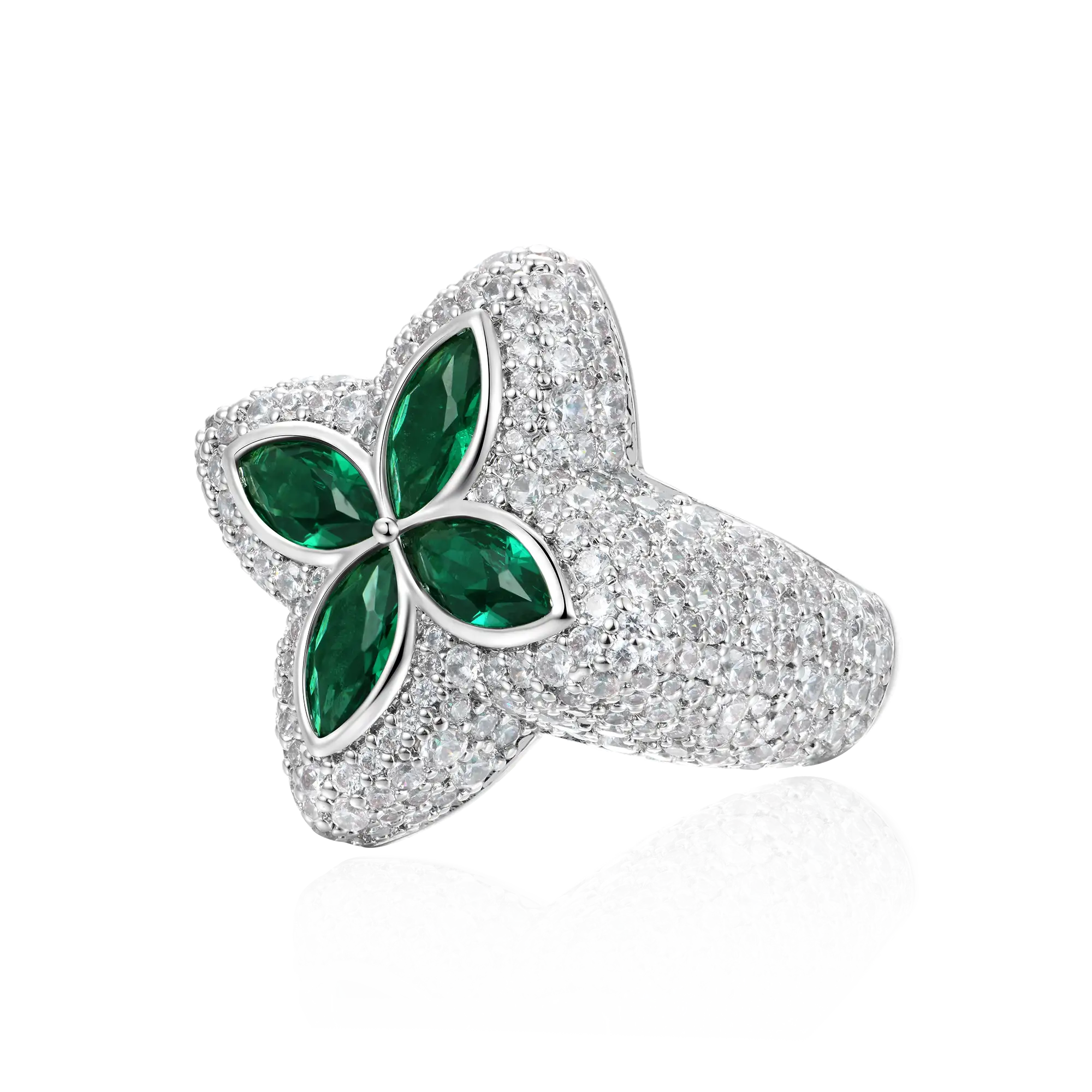 Women's Iced Luminous Clover Ring