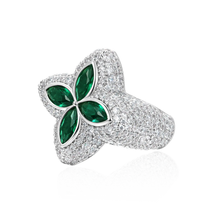 Women's Iced Luminous Clover Ring