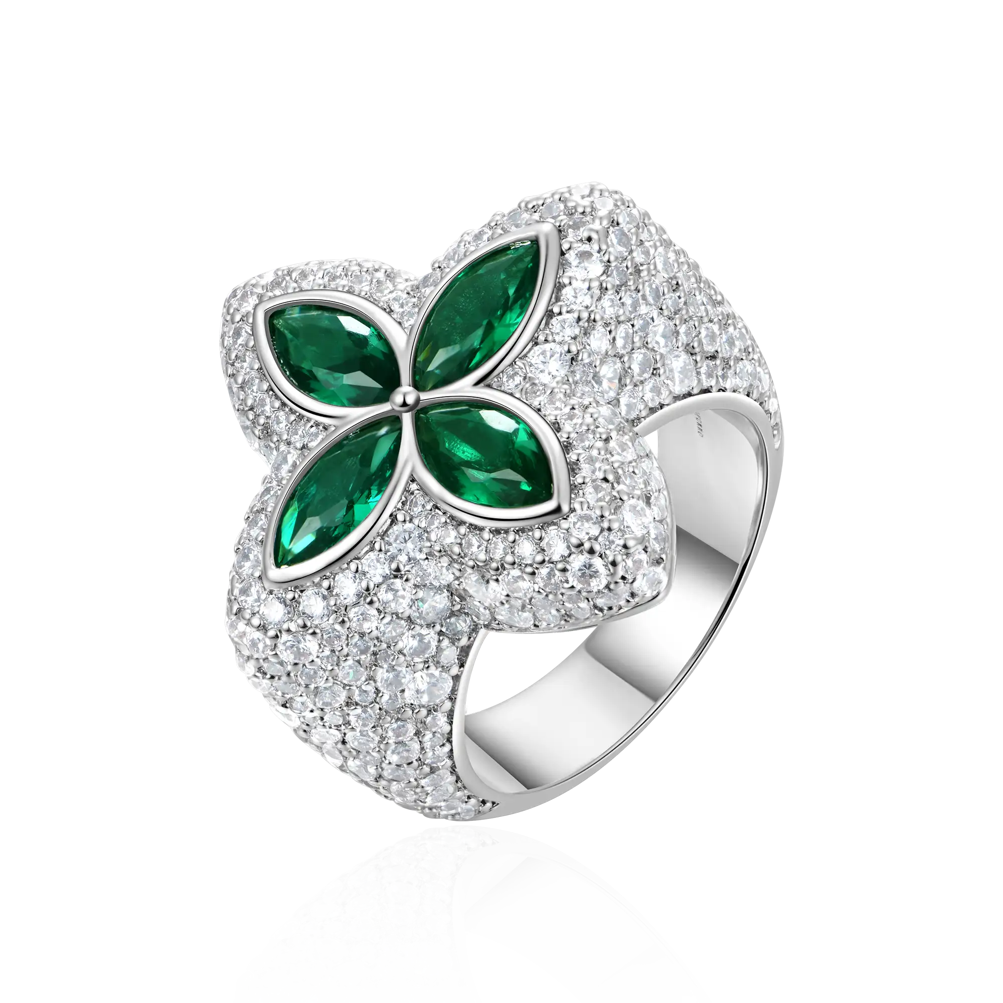 Women's Iced Luminous Clover Ring