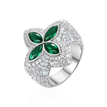 Iced Luminous Clover Ring