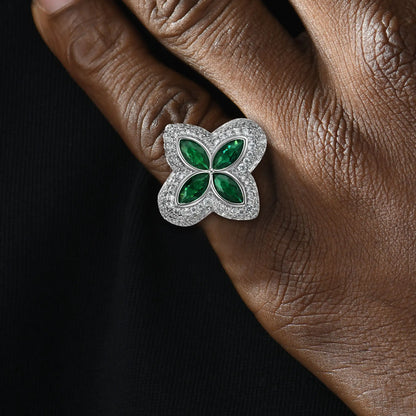 Iced Luminous Clover Ring