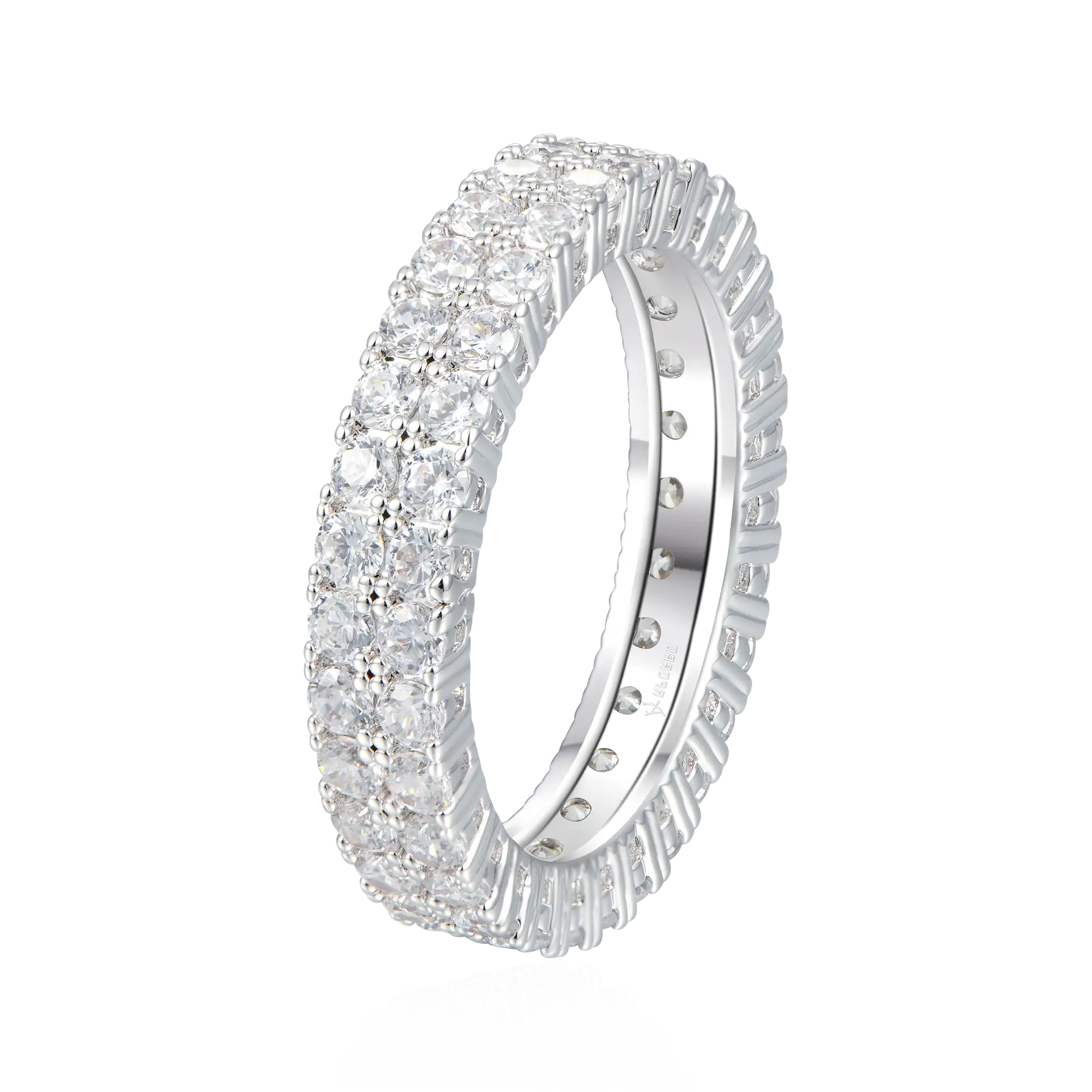 Women's Iced Double Row Tennis Ring - 4mm