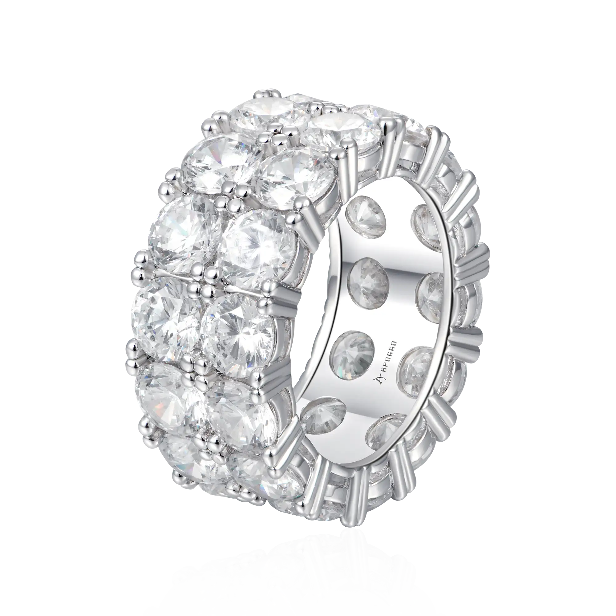 Women's Iced Double Row Tennis Ring - 10mm