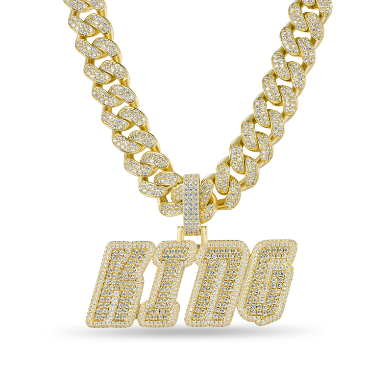Real 925 Silver Hip Hop Louisiana State Shape Pendant Iced Diamond Necklace  Gold