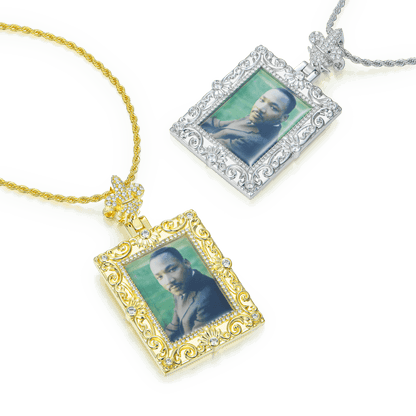 Custom Greek Pattern Vintage Rectangular Photo Pendant