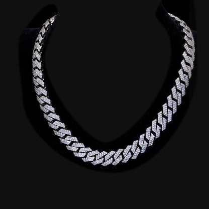 Custom Round Cut Prong Cuban Link Chain