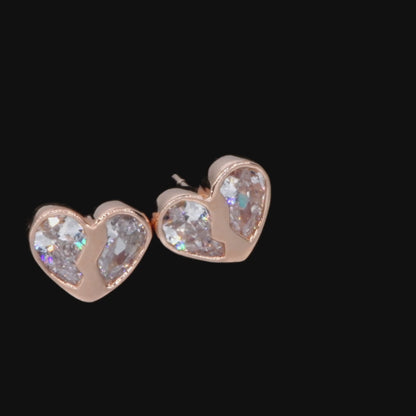 Women's Radiant Hearts Entwined Stud Earrings