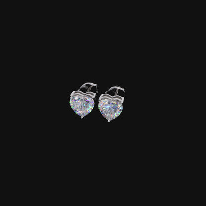 Moissanite Heart Stud Earrings