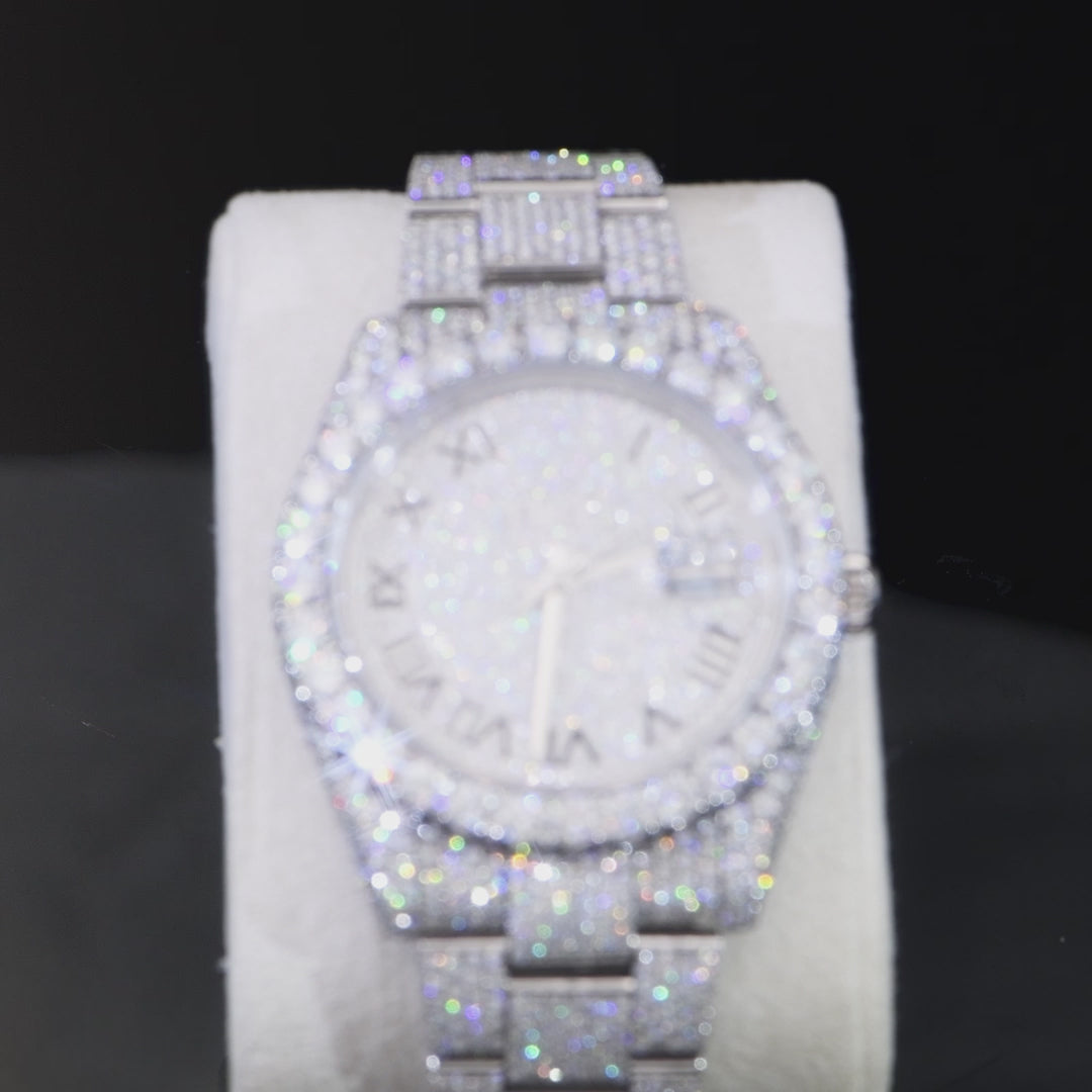 Custom 44mm Bust Down Moissanite Diamond Watch